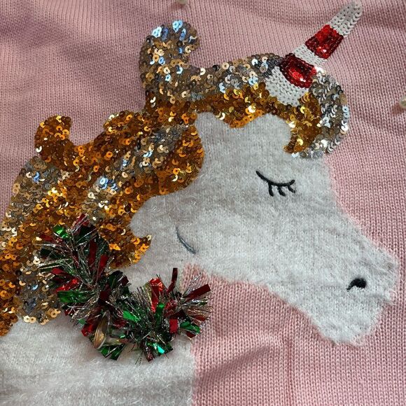 NWT Holiday Time pink unicorn Christmas Sweater size XL - Picture 3 of 6